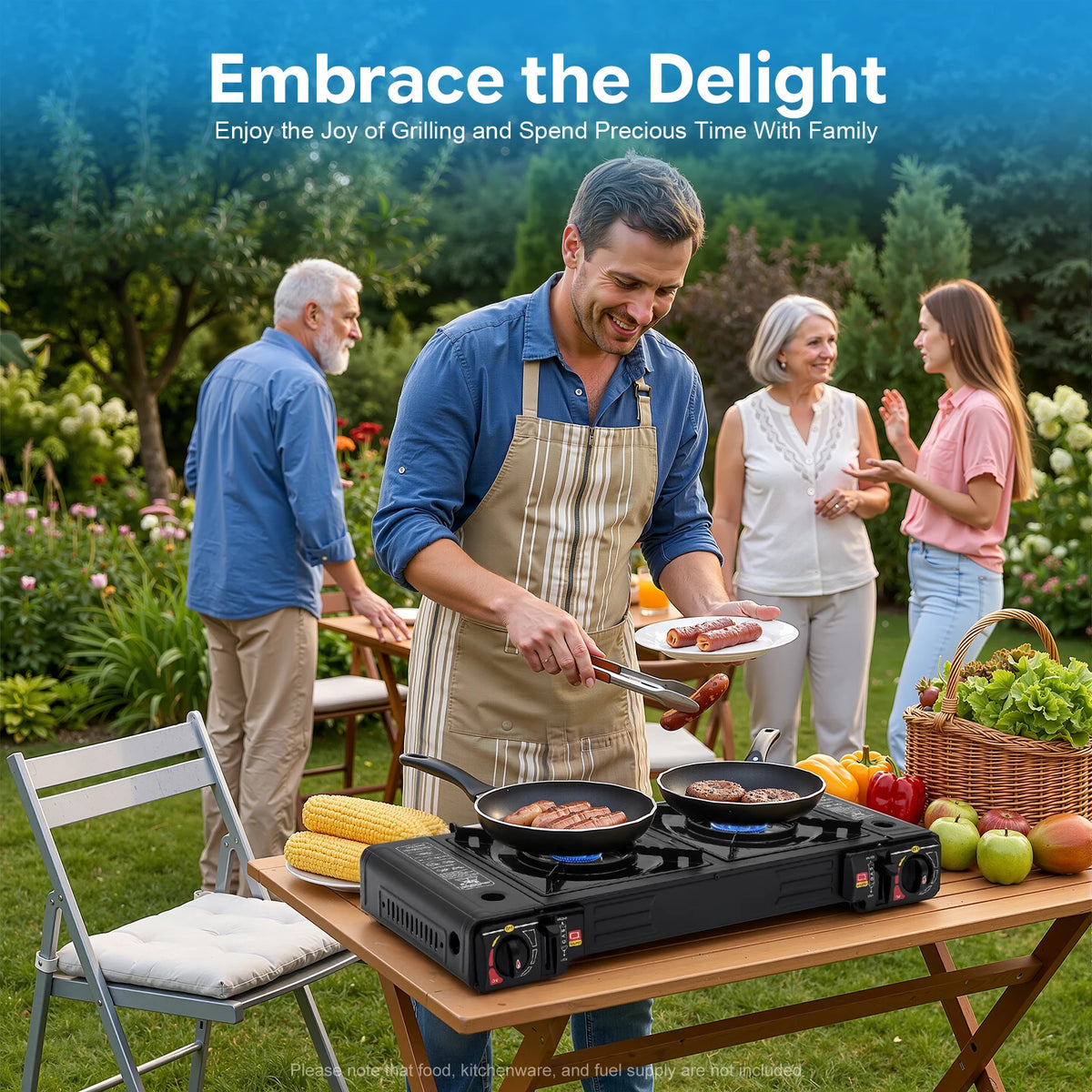 Portable Dual-Burner Propane Camping Stove with Piezo Ignition