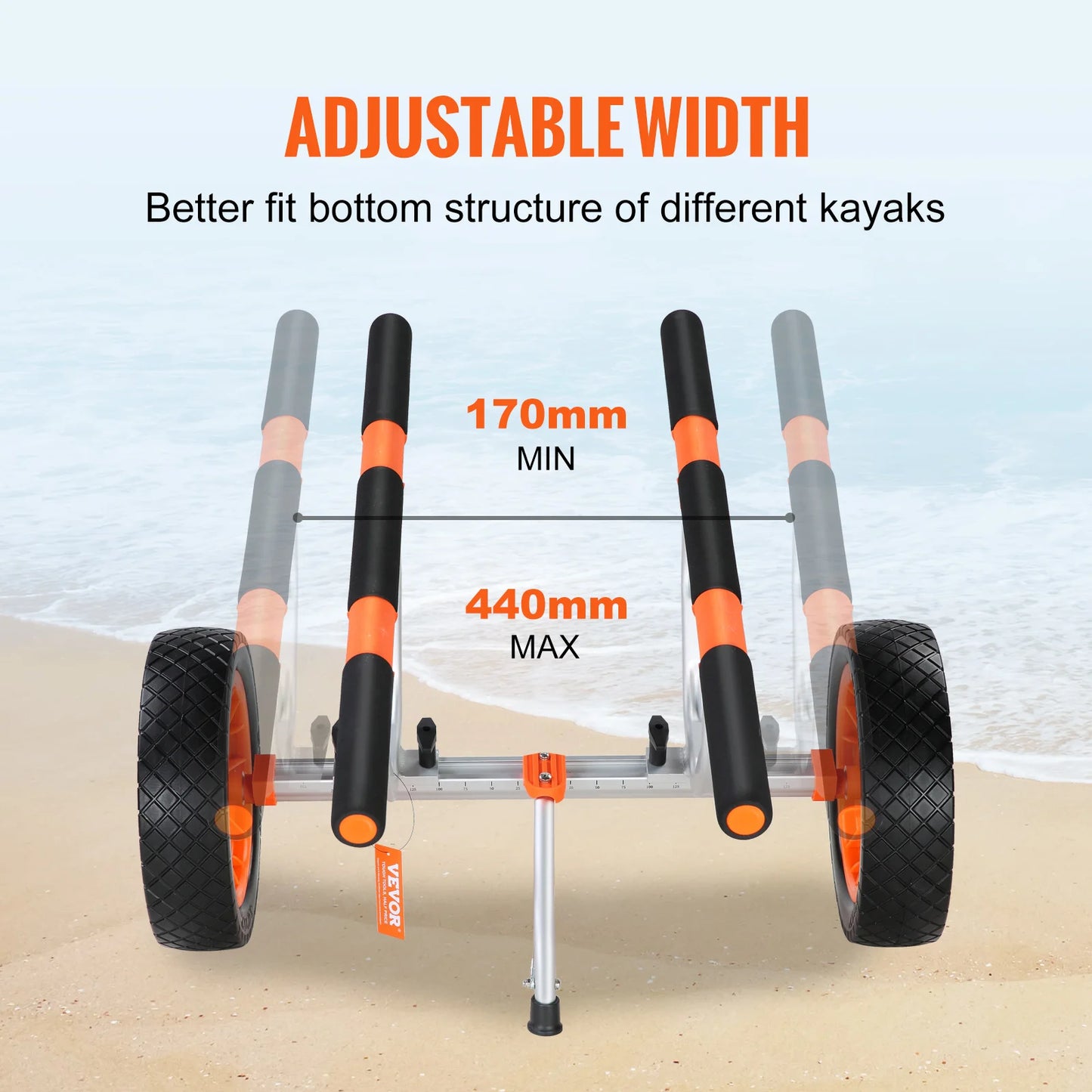 SucceBuy Kayak Cart 450lbs Detachable Canoe Cart with 12'' Tires Adjustable Width