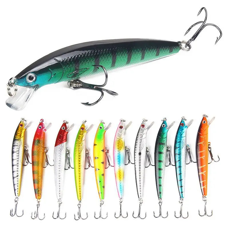 10-Pack Floating Minnow Crankbaits Set with Portable Tackle Box