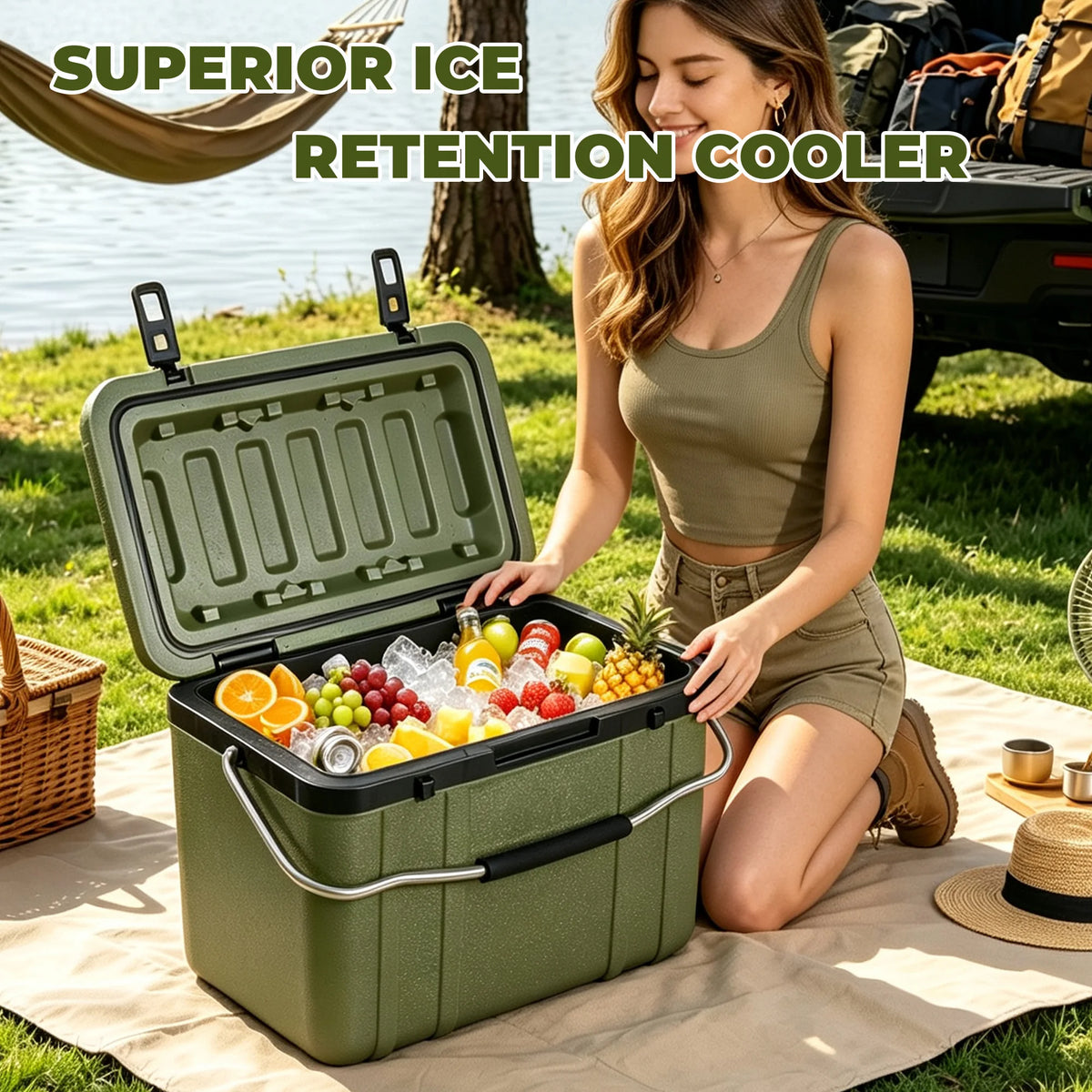 25-Quart Heavy-Duty Portable Hard-Shell Cooler Box with 5–7 Day Ice Retention