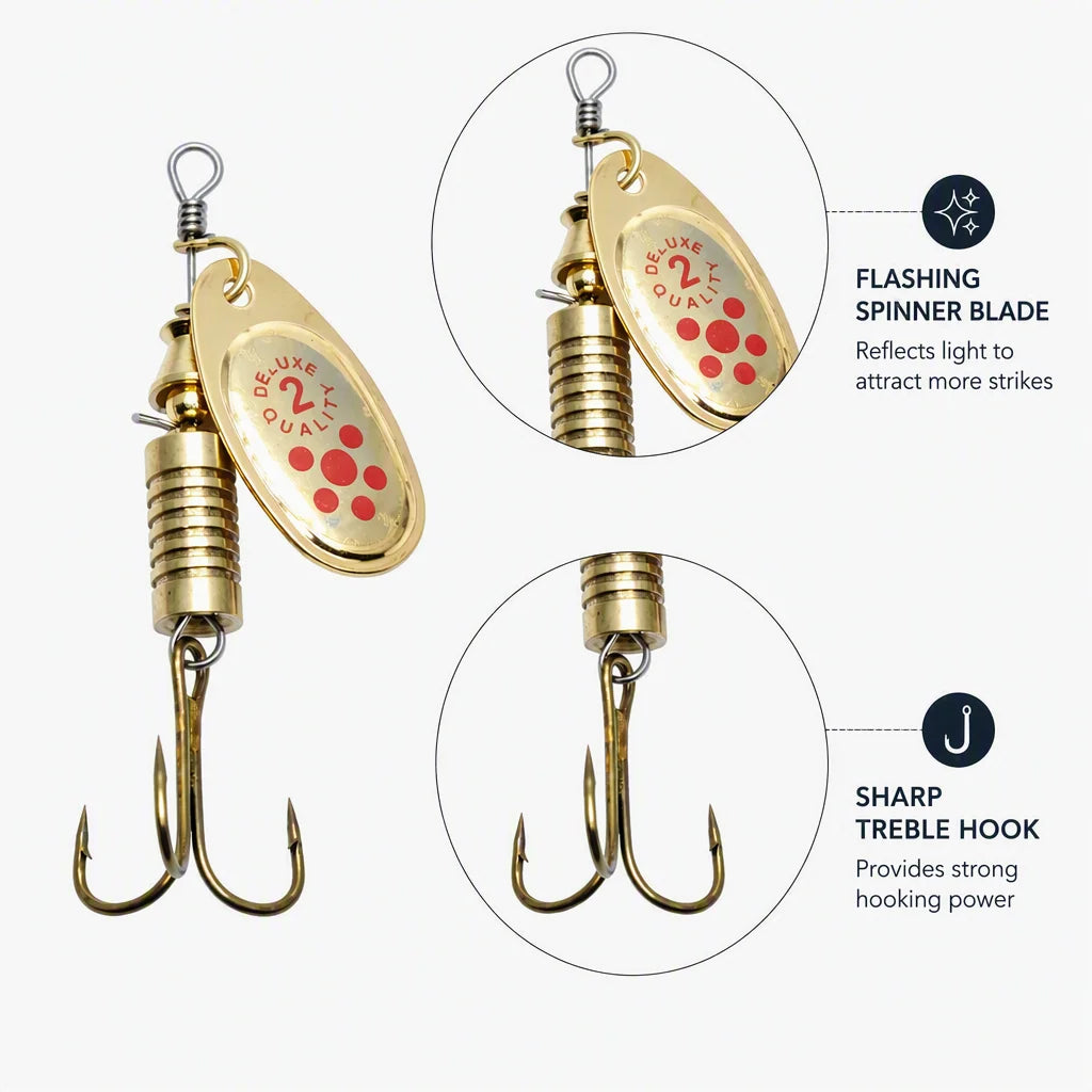 10-Pack Gold & Silver Metal Spoon Lures for Bass & Trout