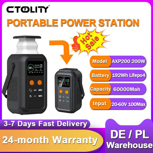 200W Power Station 192Wh Lifepo4 Power Bank 60000mAh Portable Charger Battery Emergency Power USB TYPE-C Port