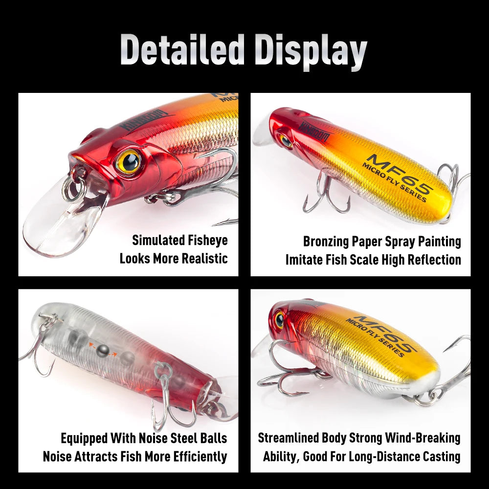 Kingdom 3-Pack Long-Casting Minnow Lures for Seabass & Trout