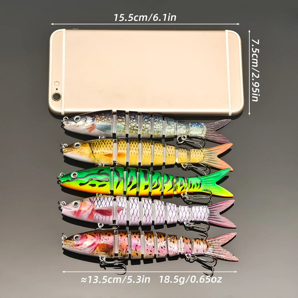 ANFS 5-Pack Multi-Jointed Swimbaits in Assorted Colors