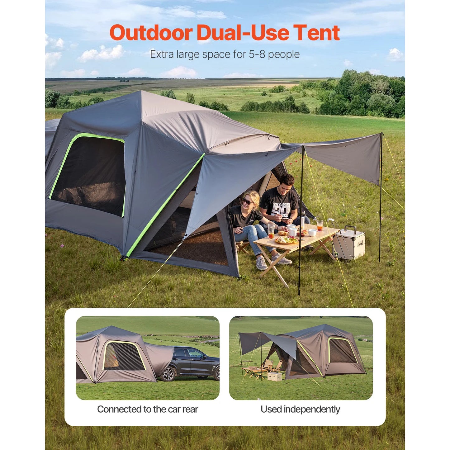 SucceBuy SUV Tent for Camping Waterproof Spacious Double Layer Design Shade Awning