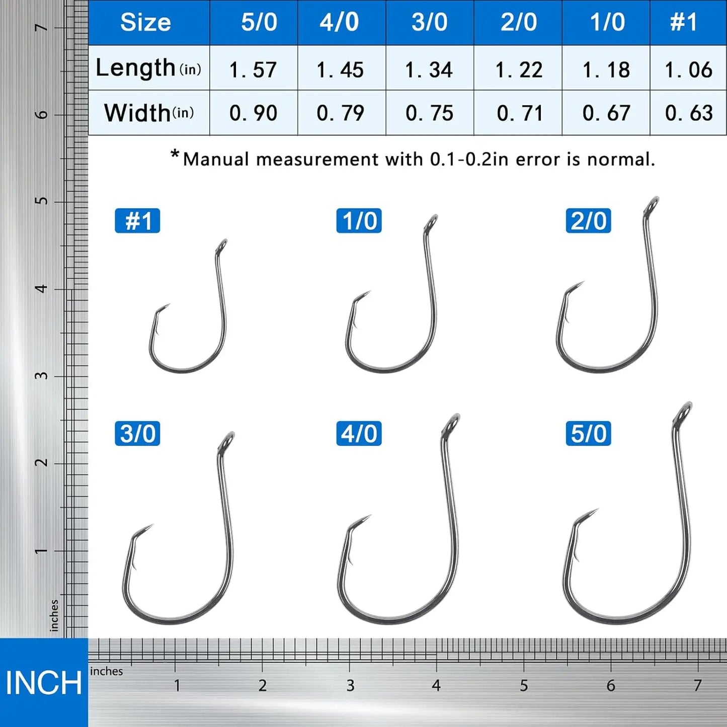 2X Strong Offset Circle Hooks for Saltwater and Freshwater Fishing, Black High Carbon Steel