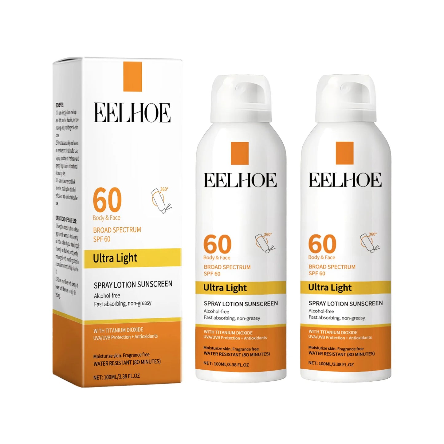 EELHOE Vitamin E Sunscreen Spray 100ml Long-lasting Deep Moisturizing Anti-UV Skin Protector