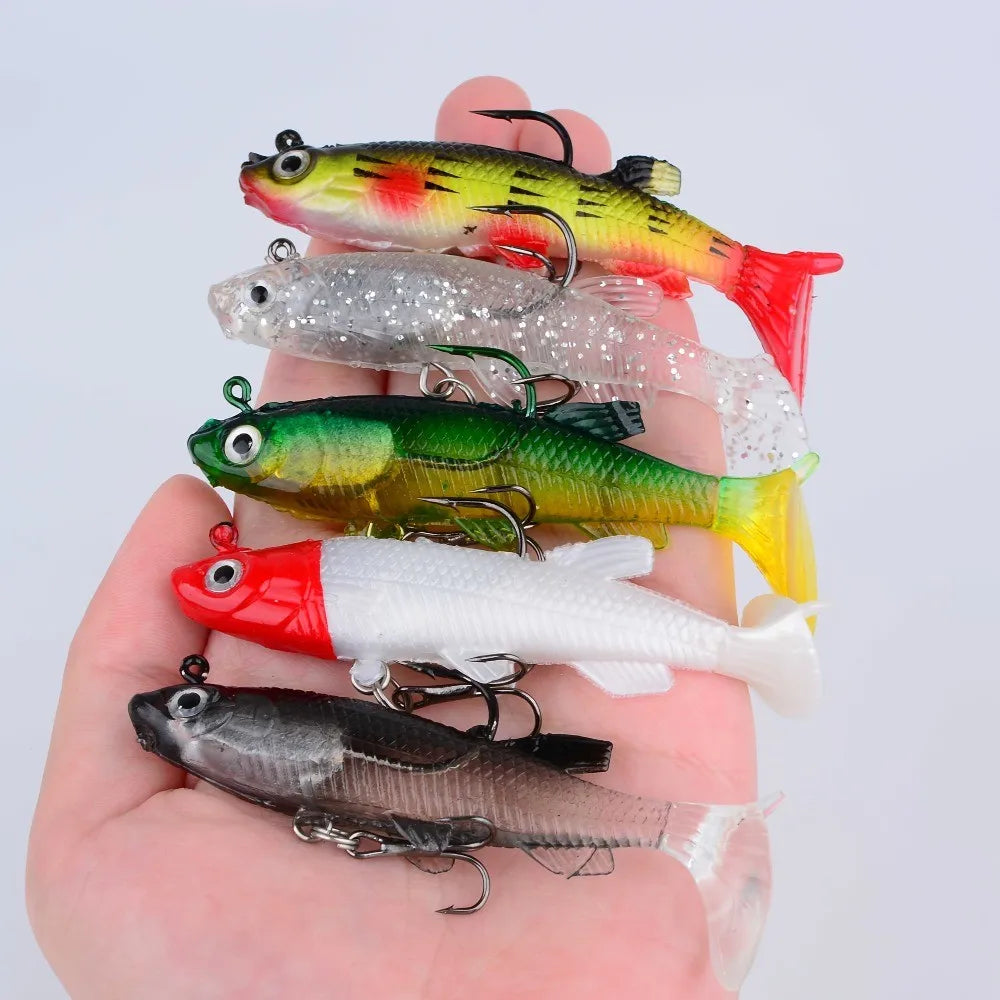 10-Pack Soft Plastic Swimming Swimbaits for Bass & Trout