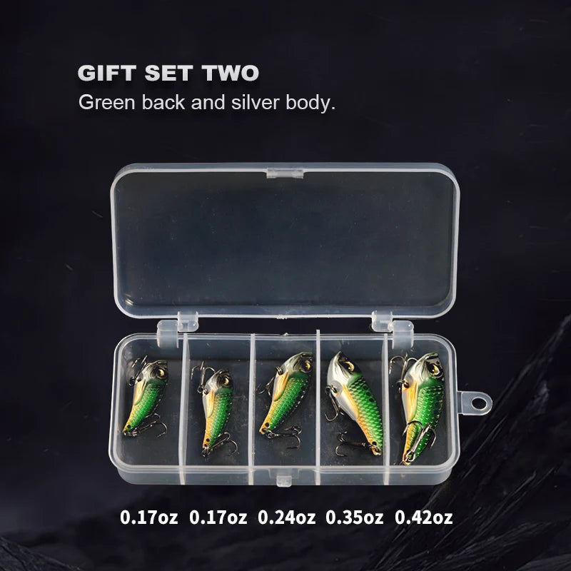 Wondersee 5PCS with Box Switchable Vibration VIB Spinner Spoon Jerkbait