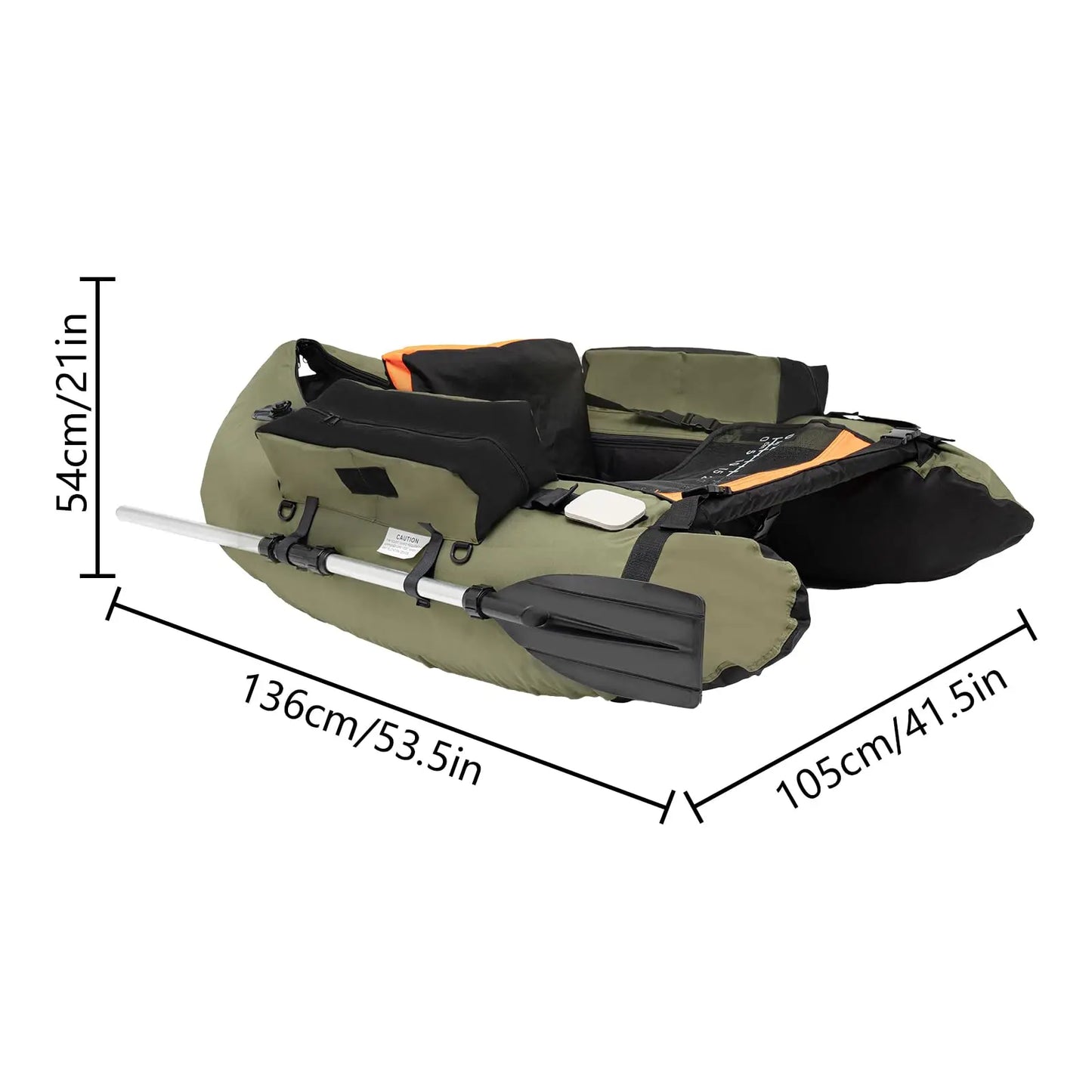 Fishing Float Tube, 286 Lbs Load Capacity Inflatable Boats U-Shaped Fishing Raft with Hand Air Pump, Fish Ruler, Paddle, and Storage