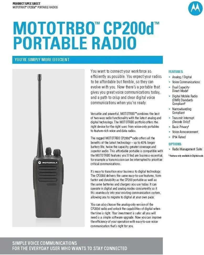 2 Pack Motorola CP200d UHF Two Way Radios Long Range Communication Durable Walkie Talkies for Business Outdoor Activities