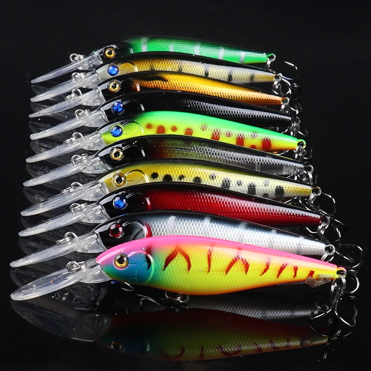 60-Pack Mixed Plastic Hard Fishing Lure Set