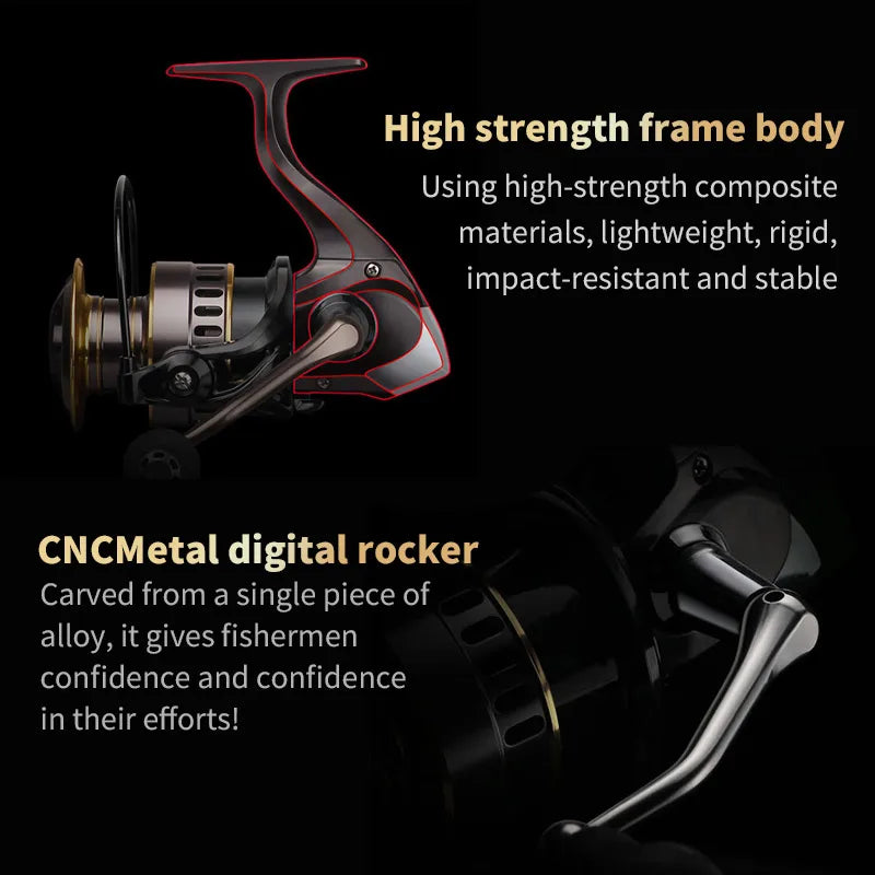 1 Piece Two-Hand Rotating Fishing Reel, He1000-7000 Series, 5.2:1 Gear Ratio, 22.05lb Extraction, Smooth and Sensitive Aluminum Alloy Body