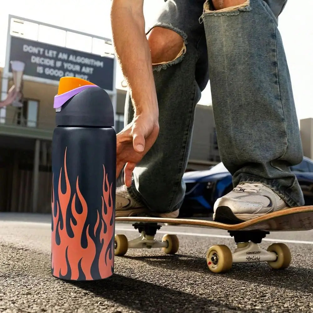 Insulated Stainless Steel Sports Water Bottle with Straw