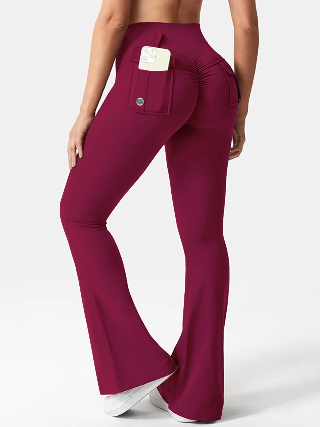 Summer Women's Cargo Pocket Fitness Tights | High-Waisted Flare Yoga Pants