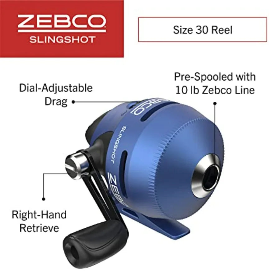 Slingshot Spincast Reel and Fishing Rod Combo, 2-Piece Fishing Pole, Right-Hand Retrieve, Pre-Spooled with 10-Pound Line