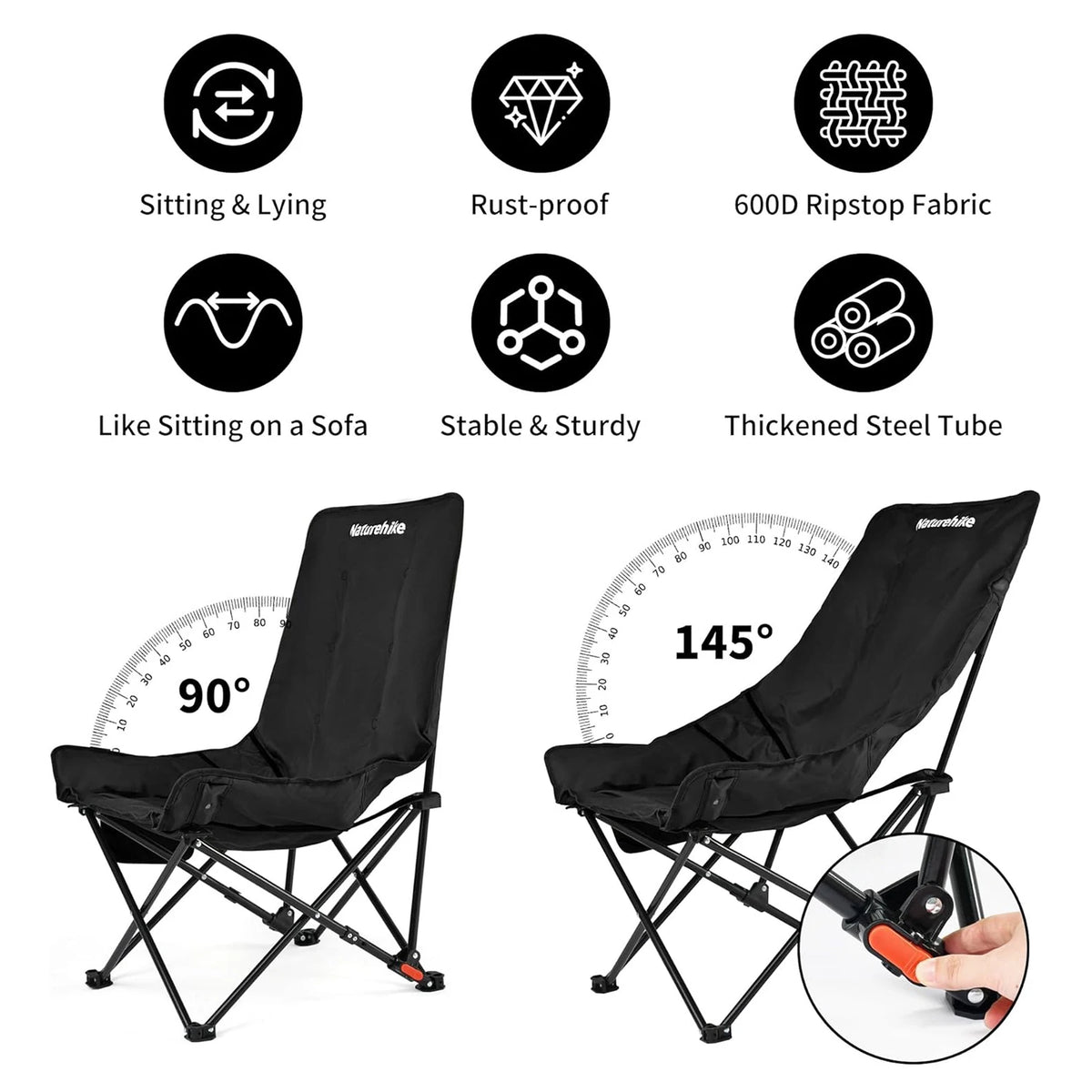 Naturehike Sea Star 2-Position Adjustable High-Back Camping Chair