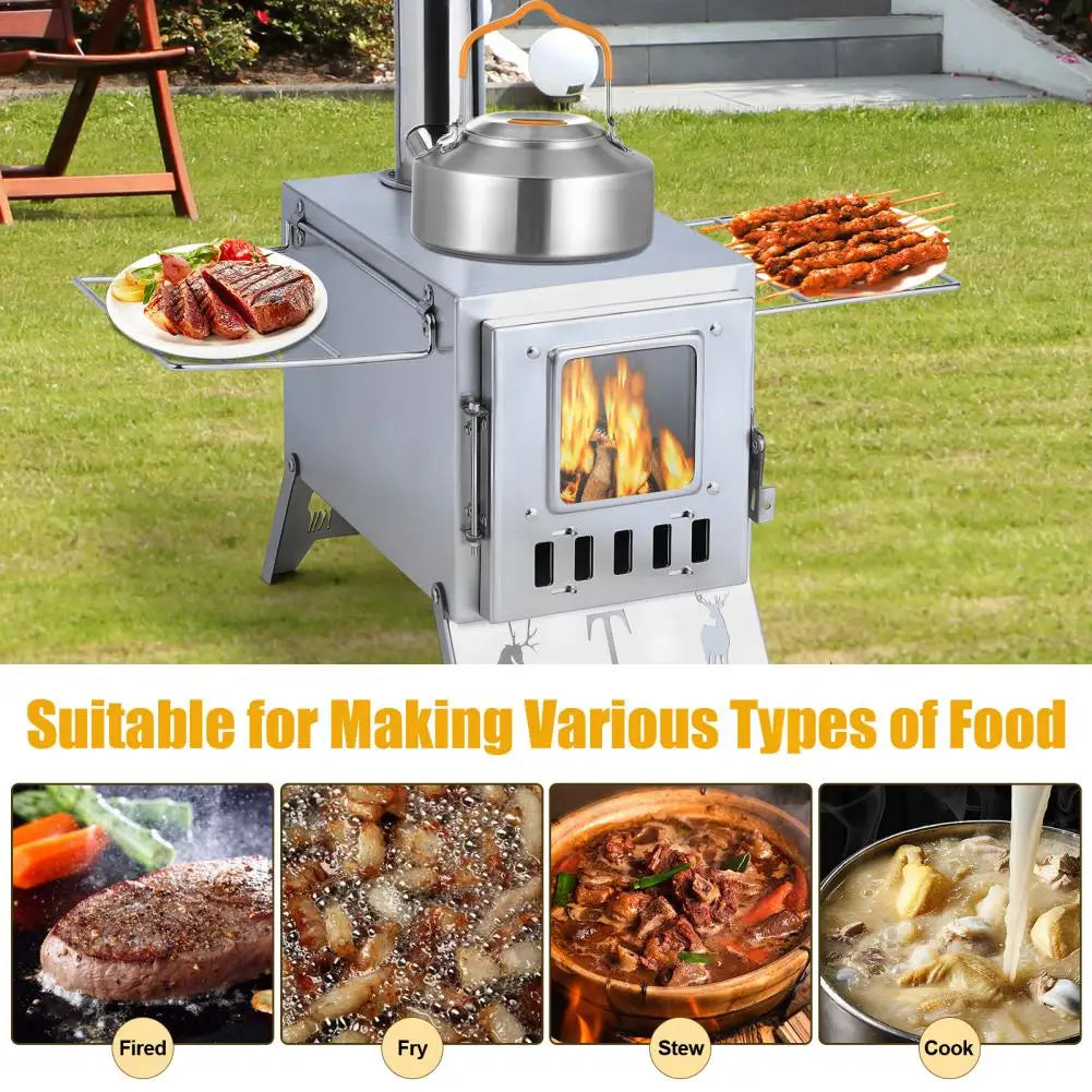Portable Wood Burning Camping Stove for Hot Tents & Outdoor Heating