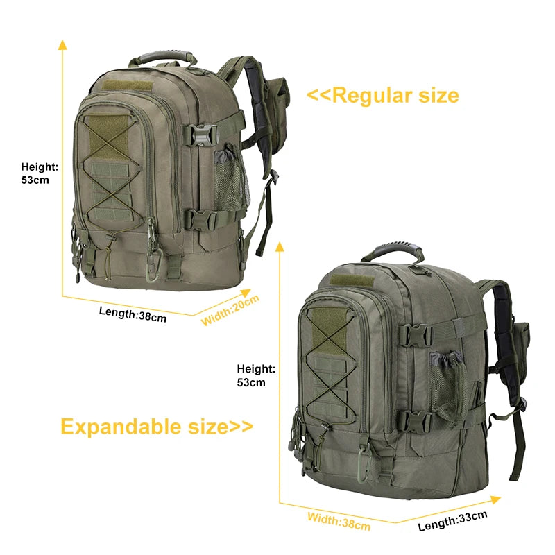 LQARMY 60L Male Travel Hiking Camping backpack Expandable Army Backpacks