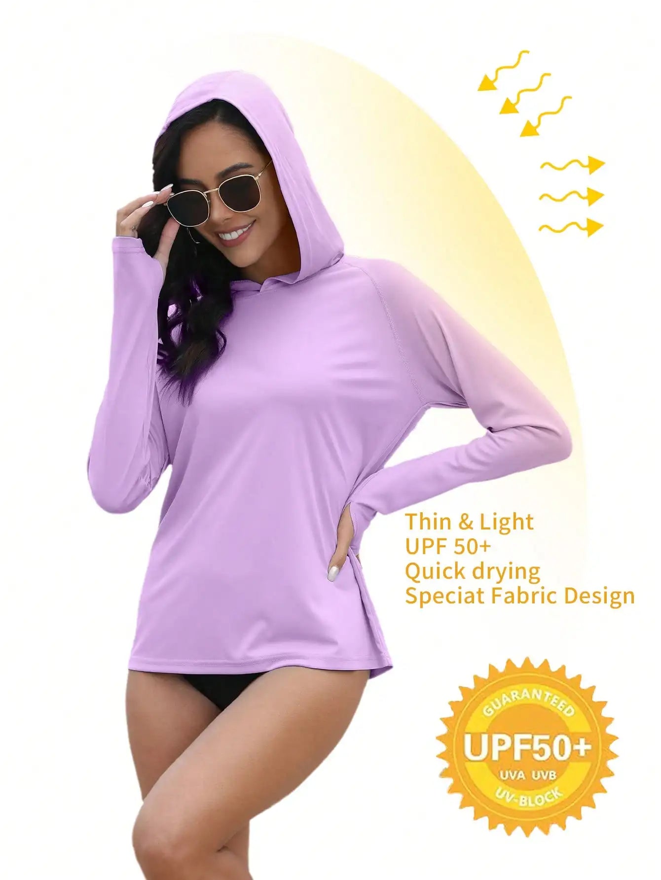 1Pcs Women's UPF 50+ Sunscreen Hoodie SPF Shirt Long-Sleeve T-Shirt Hiking Fishing Outdoor Fitness Running Shirt Lightweight Hoodie