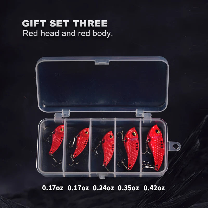 Wondersee 5PCS with Box Switchable Vibration VIB Spinner Spoon Jerkbait