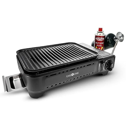 Dual Fuel Portable Camping Grill Stove Propane Butane with Carrying Case Stainless Steel