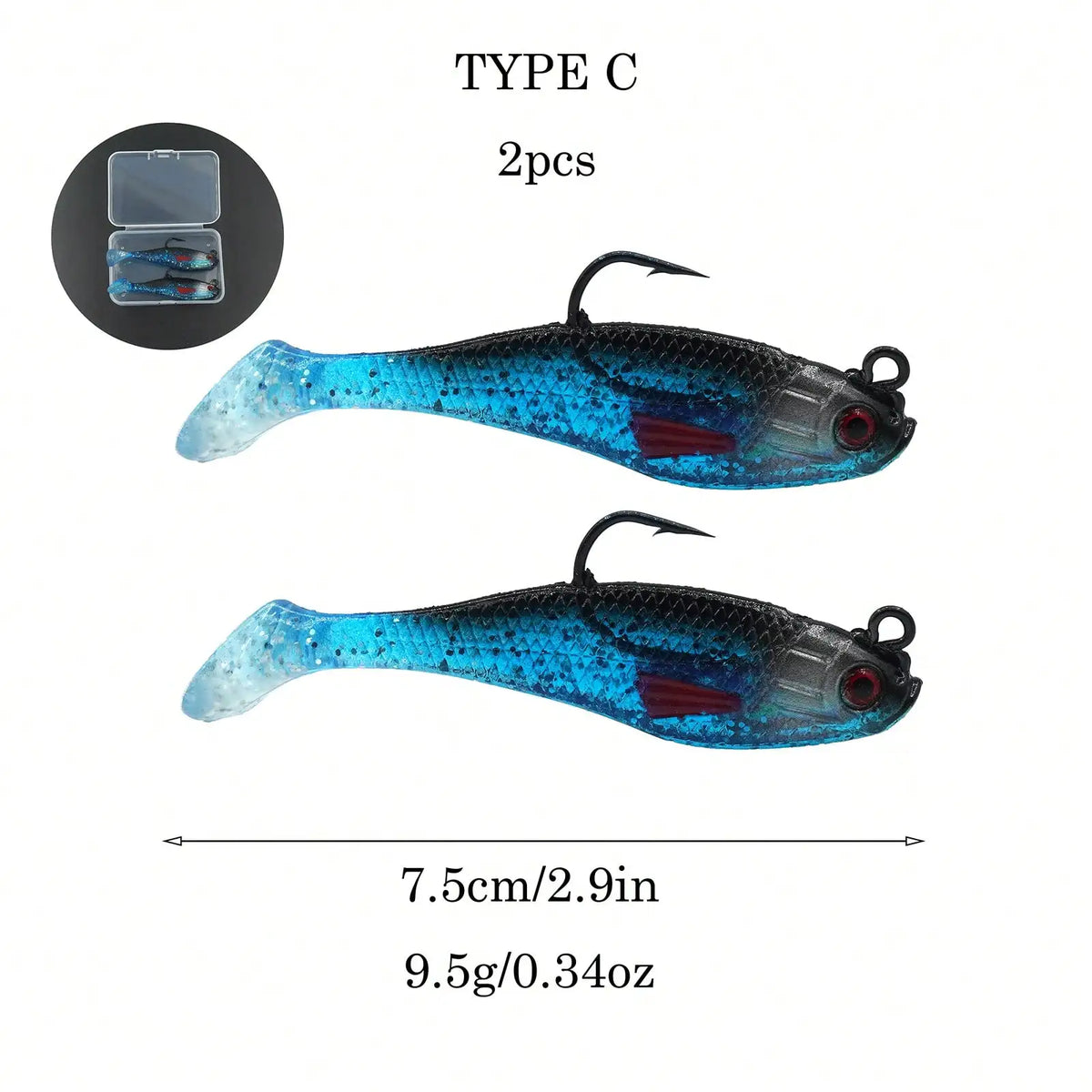 2-Pack Soft Swimming Swimbaits with Moving Tail & Internal Weight