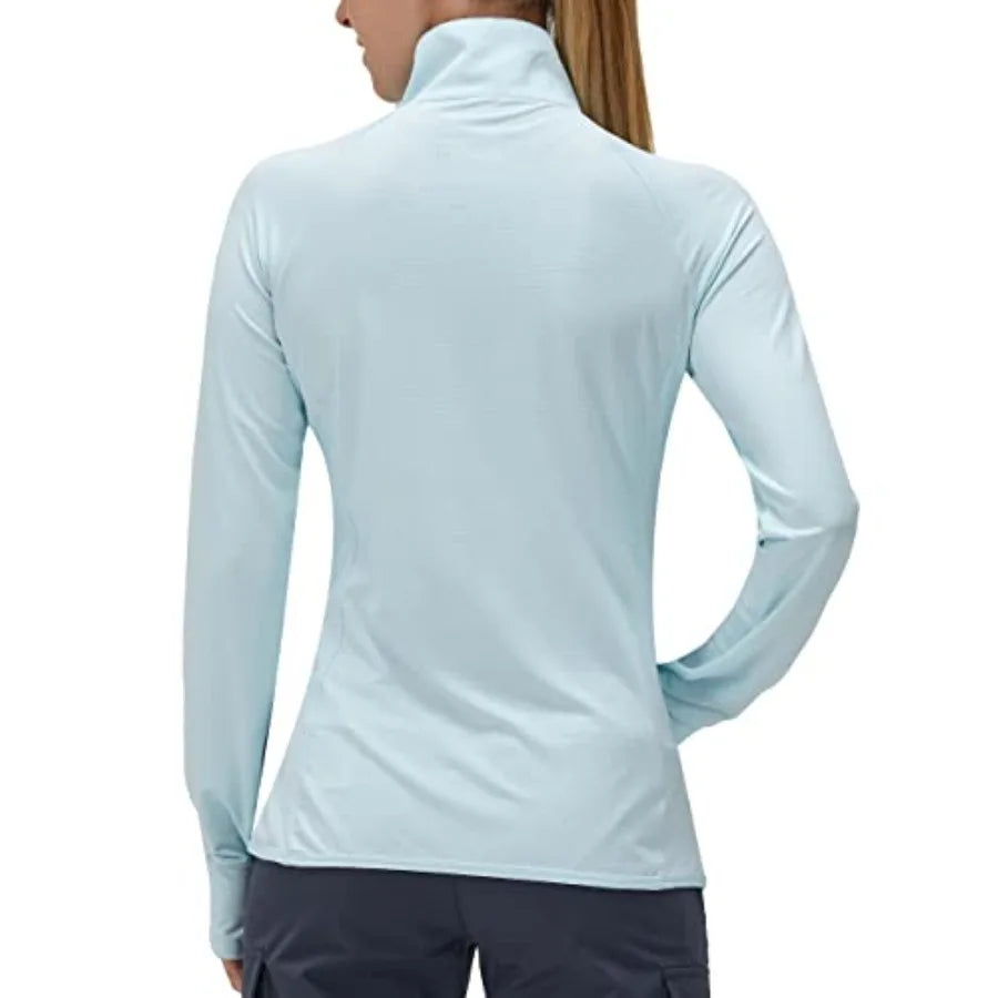 Women's UPF 50+ UV Sun Protection Clothing Long Sleeve Athletic Hiking Shirts Lightweight SPF Zip Up Outdoor Jacket