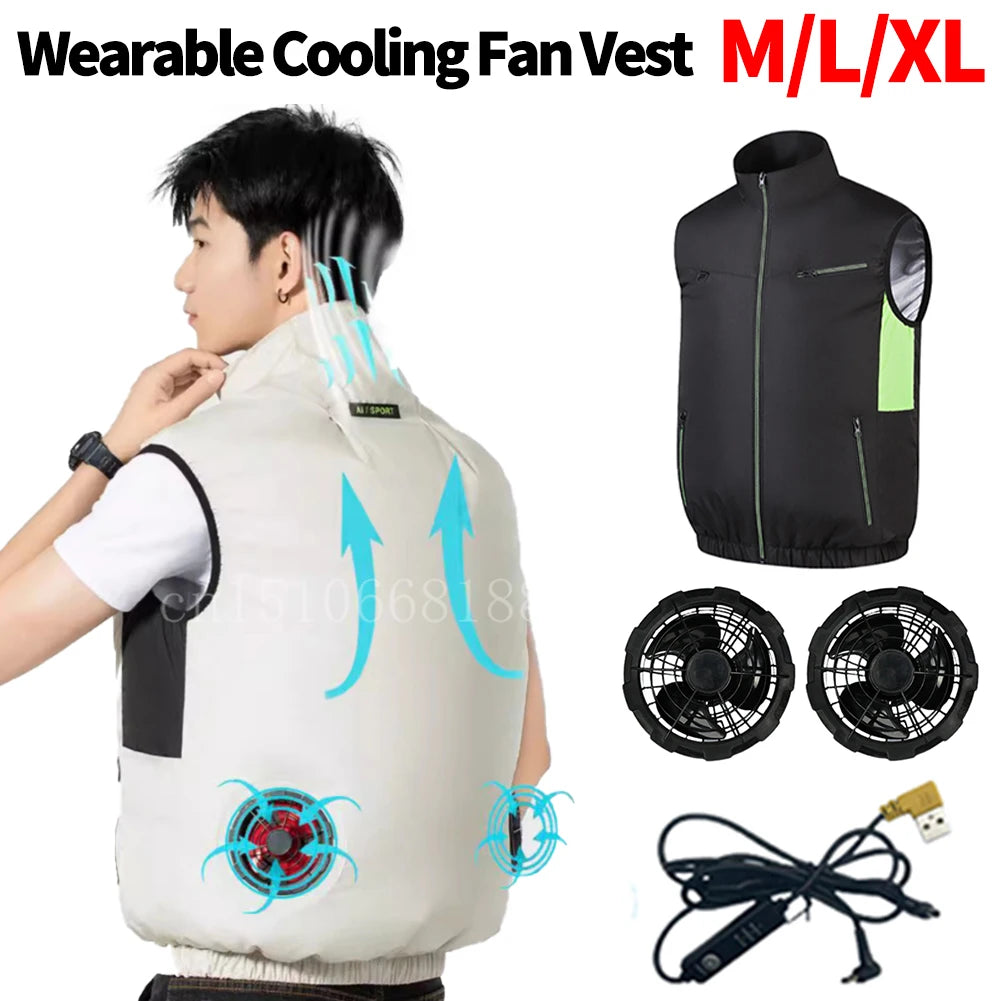 Cooling Vest Wearable Cooling Fan Vest Heat Resistant Air-conditioned