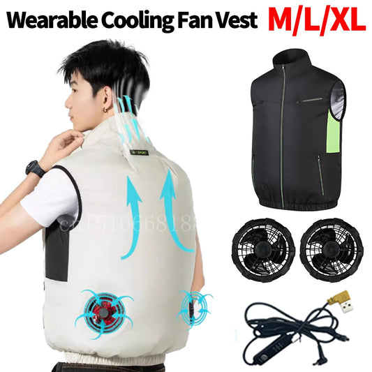 Cooling Vest Wearable Cooling Fan Vest Heat Resistant Air-conditioned