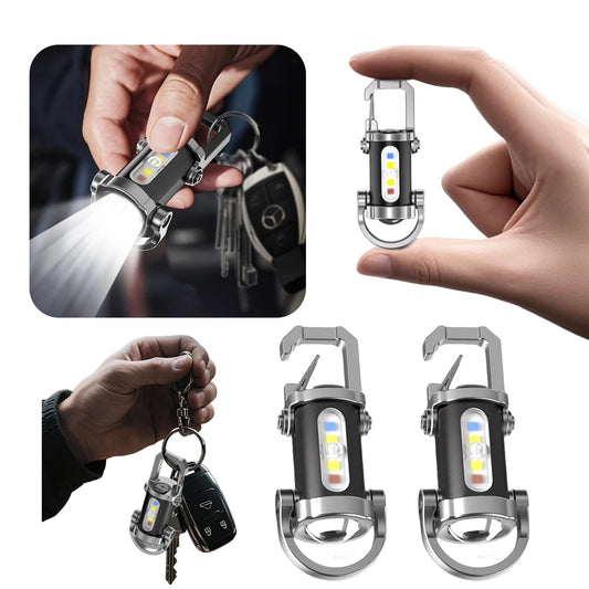 COB LED Keychain Flashlight Multifunctional Ultralight Type-C USB Rechargeable Waterproof