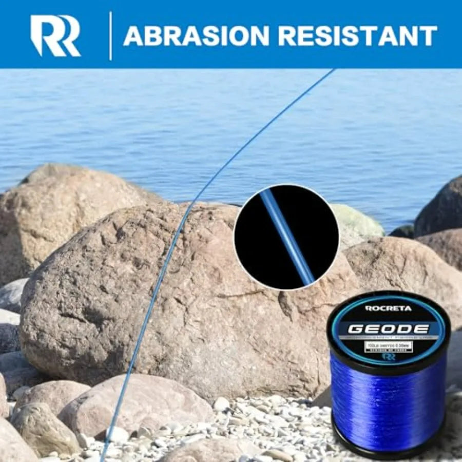 ROCRETA Geode Monofilament Fishing Line - Premium Resistant Nylon Mono Fishing Line 3-100lb - Superior Freshwater Saltwater Mon
