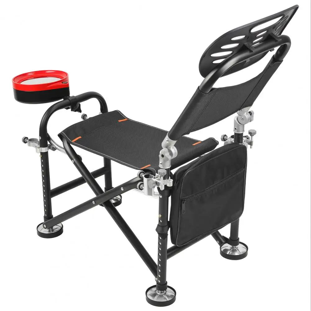 13 Gear Rise Fall 21cm Adjustable Fishing Chair with Backrest Rod Holder Folding Fishing Deck Chair