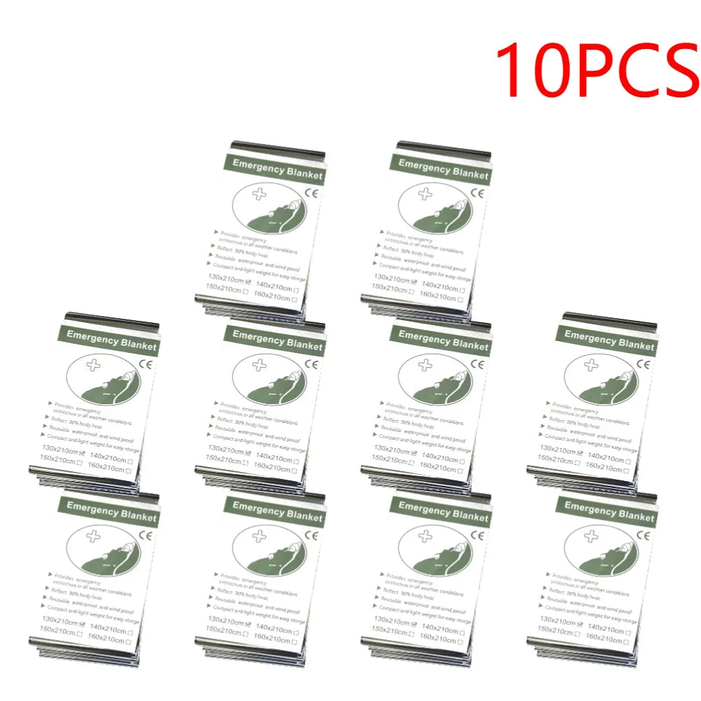 1-20PCS Emergency Blanket Outdoor Survival Windproof Insulation Foil Thermal Rescue Blanket