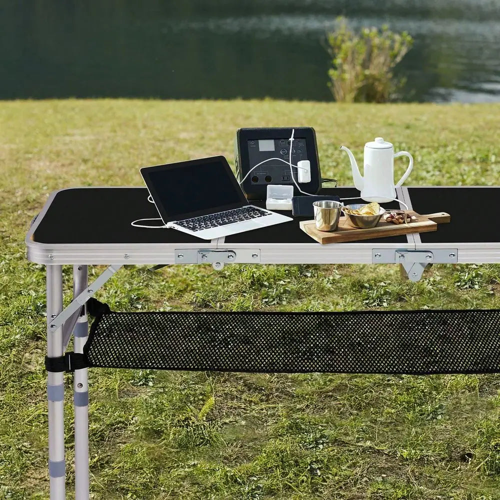 Folding Camping Table, 3ft Portable Pinic Table With 3 Adjustable Height, Small Aluminum Foldable Lightweight