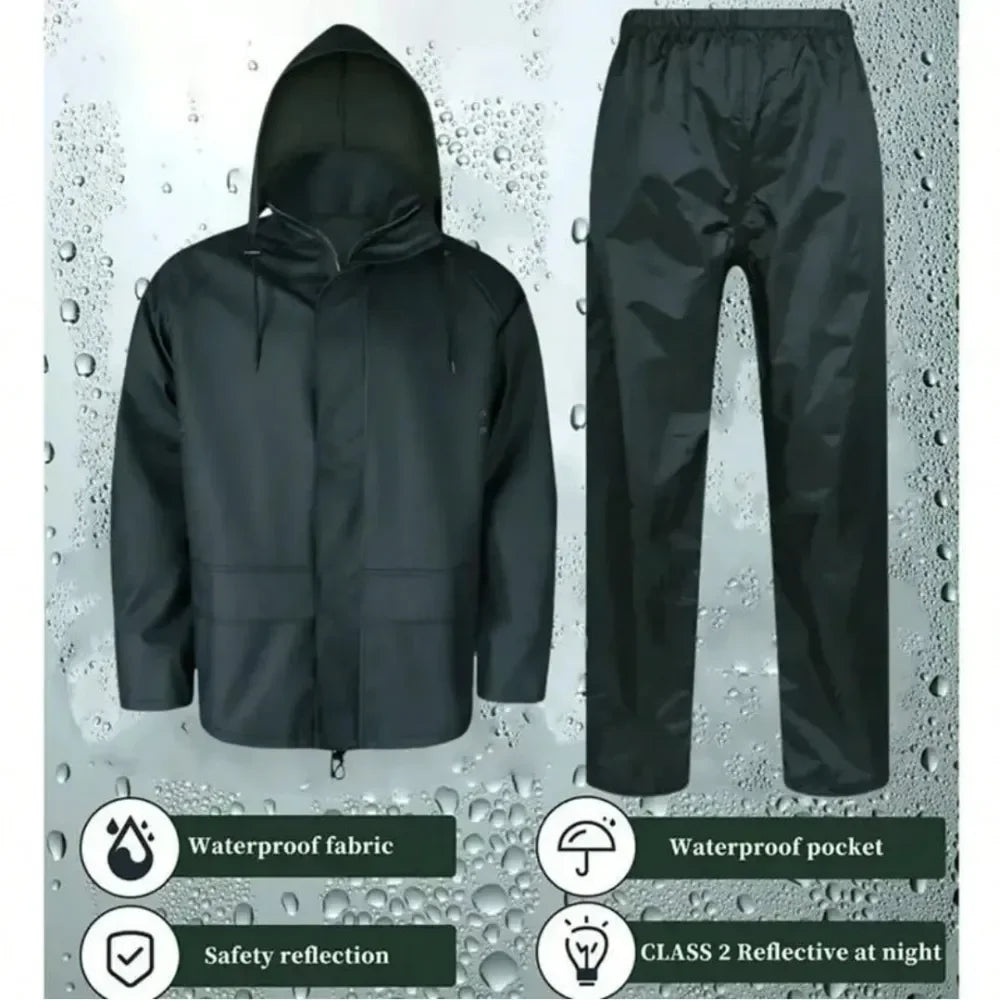 New Thickened Rain Suit For Men Women Waterproof Heavy Duty Rain Gear