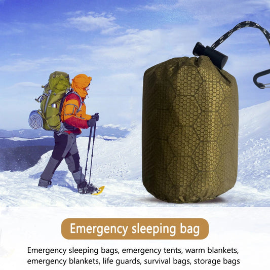 Emergency Sleeping Bag Portable Survival Blanket PE Aluminum Film Bivy Sack Warm Windproof Waterproof for Camping Hiking Outdoor