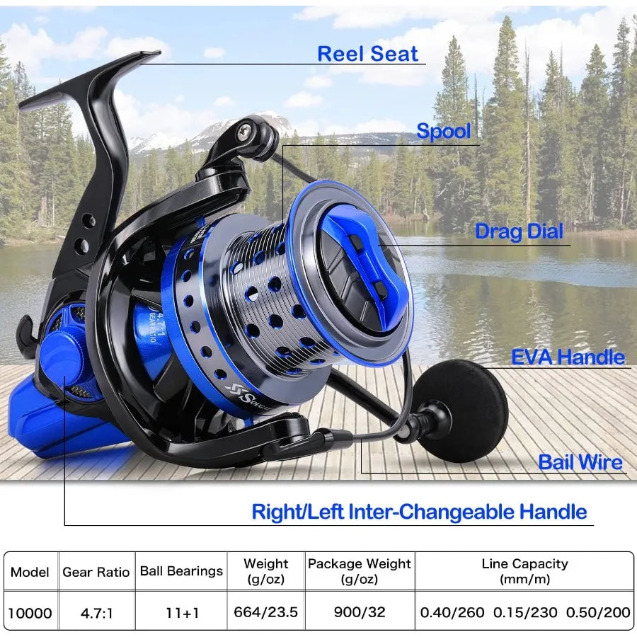 Spinning Reels 10000 Series Fishing Reels Ultra Smooth Powerful