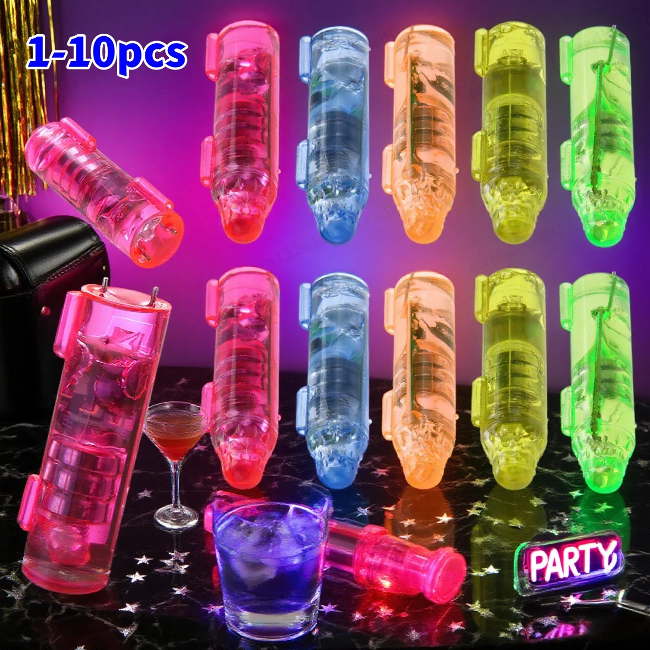 1-10PCS Underwater Mini Fish Lure LED Flashing Bait