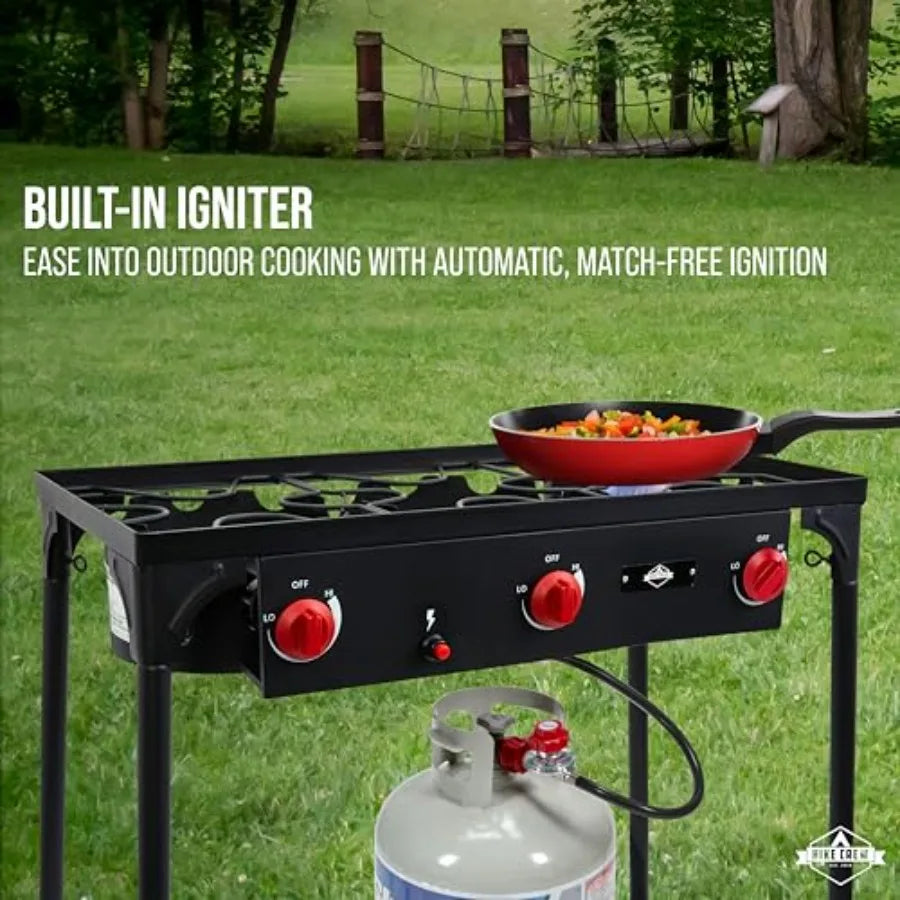 Hike Crew Auto Ignition 3-Burner Outdoor Gas Stove 225000 BTU Portable Propane