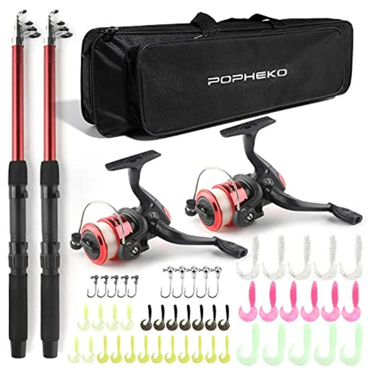 Telescopic Fishing Rod Reel Combo 2pcs 5.9FT/6.89FT Collapsible Fishing Pole Spinning Reel Lures Tackle Bag All-in-one Fishing