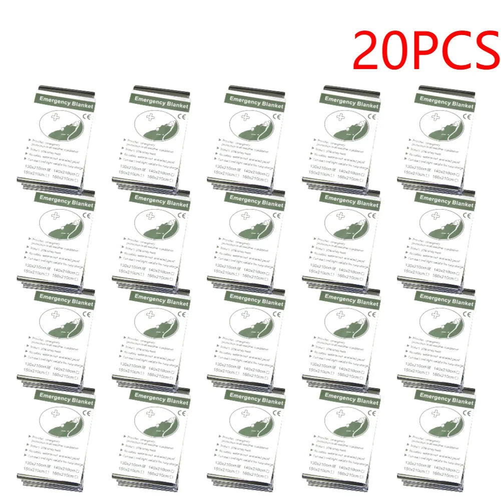 1-20PCS Emergency Blanket Outdoor Survival Windproof Insulation Foil Thermal Rescue Blanket
