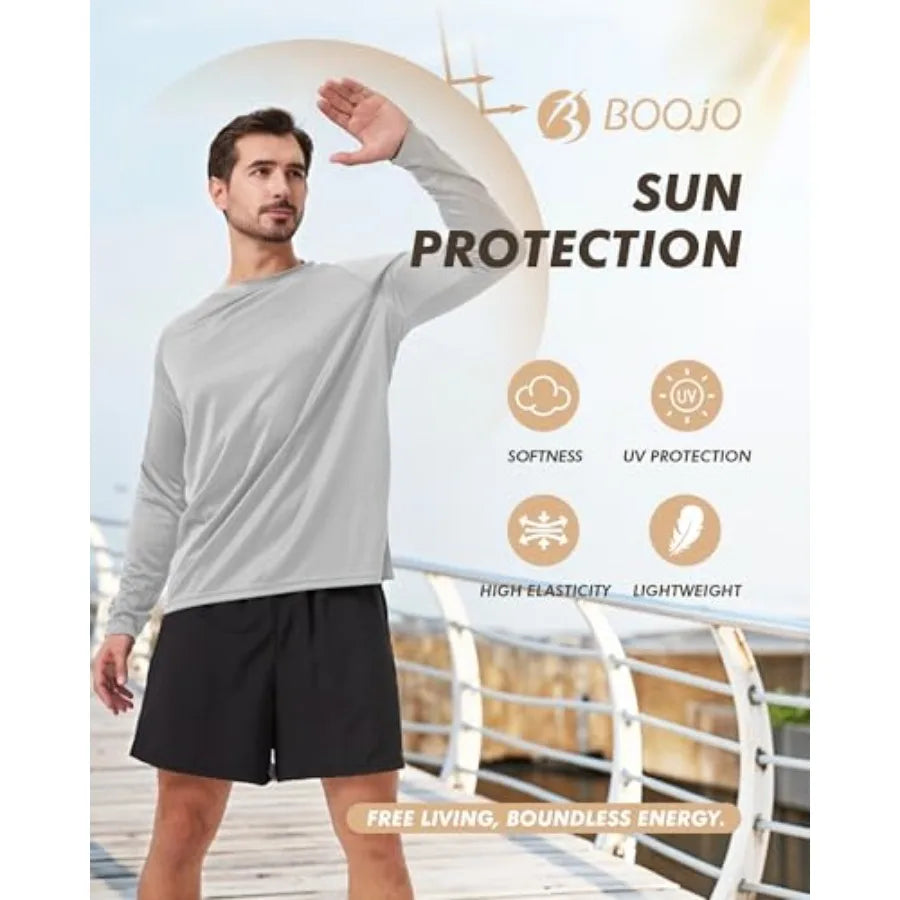 7 Pack Long Sleeve Shirts for Men - Quick Dry Moisture Wicking Sun Protection UV UPF T-Shirts for Fishing