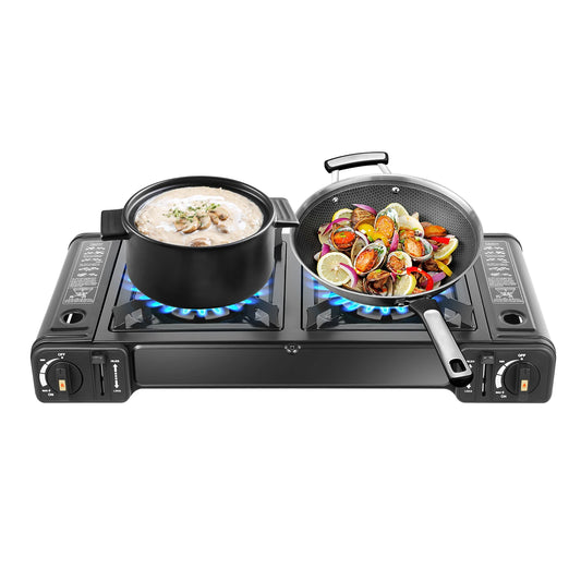 2500W Portable Camping Stove 2 Burners Portable Case