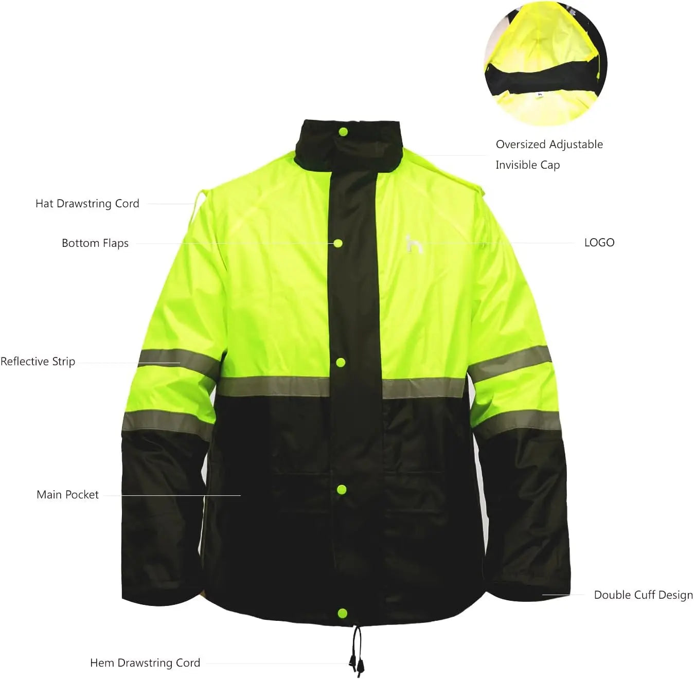Waterproof Rain Suit for Men & Women, Lightweight Reflective Gear Jacket Pants Set Fishing Outdoor Hiking