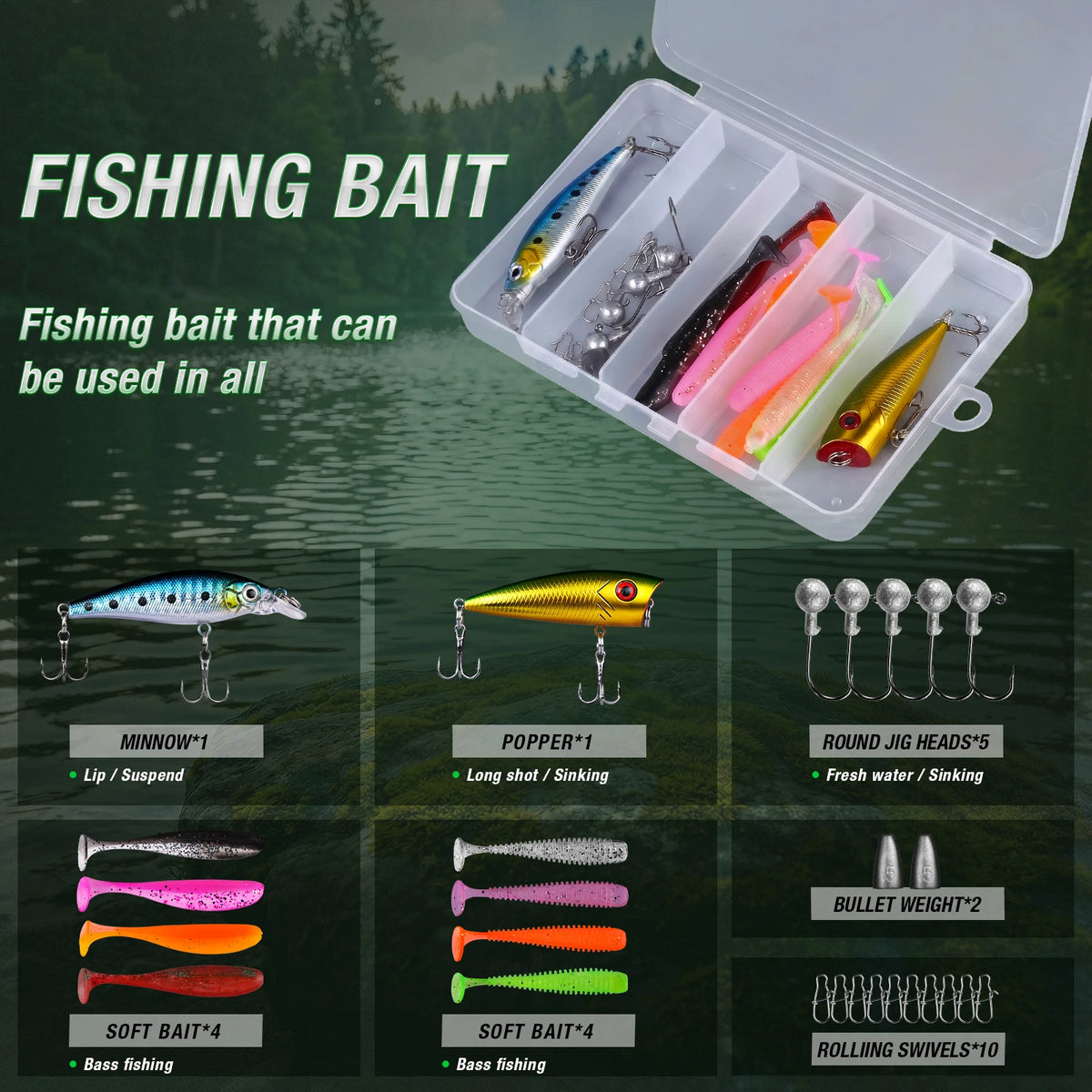 Telescopic Graphite Fishing Rod & Reel Combo Set with Travel Carrier Bag
