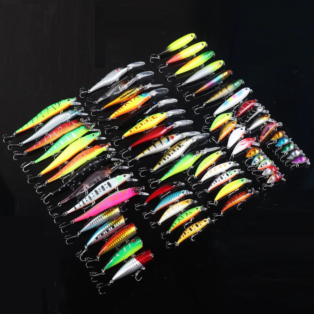 60-Pack Mixed Plastic Hard Fishing Lure Set