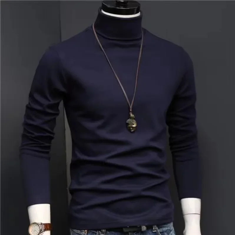 Thermal Underwear Tops Men High Neck Thin Slim Fit Long Sleeve T-shirt