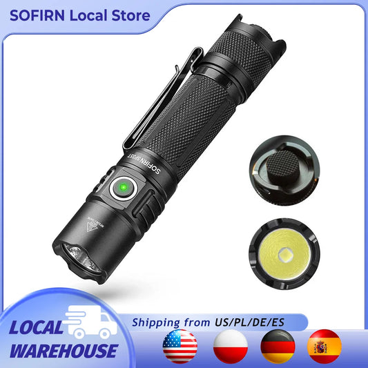 Sofirn SP35T 3800lm Tactical 21700 Flashlight Powerful LED Light USB C Rechargeable Torch with Dual Switch Power Indicator