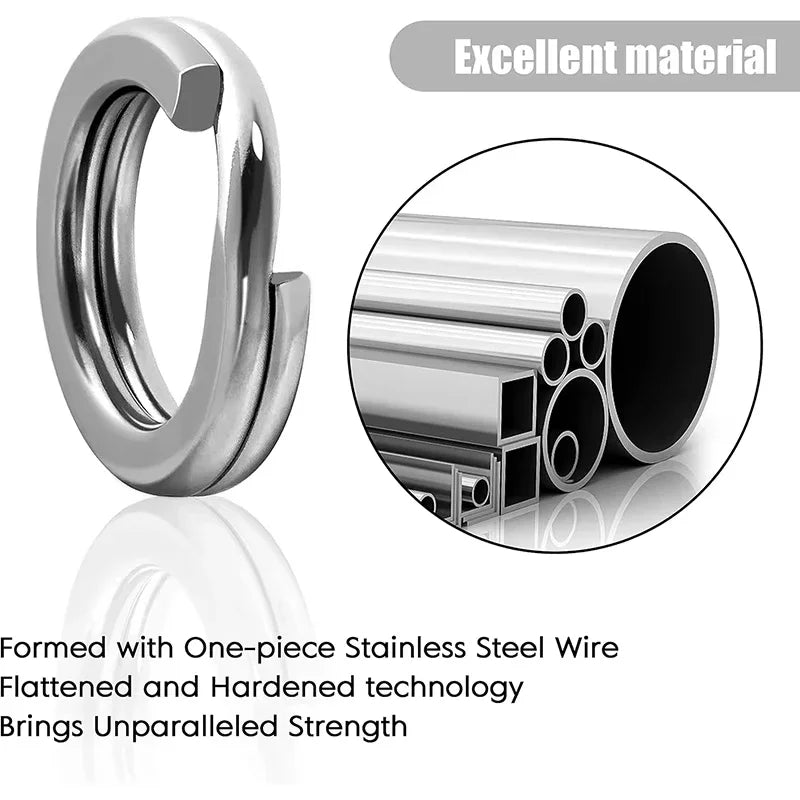 Fishing Stainless Steel Split Rings 5 Sizes High Strength Large tensile Force Fishing Loop Fishing Lure Connector 200/250PCS